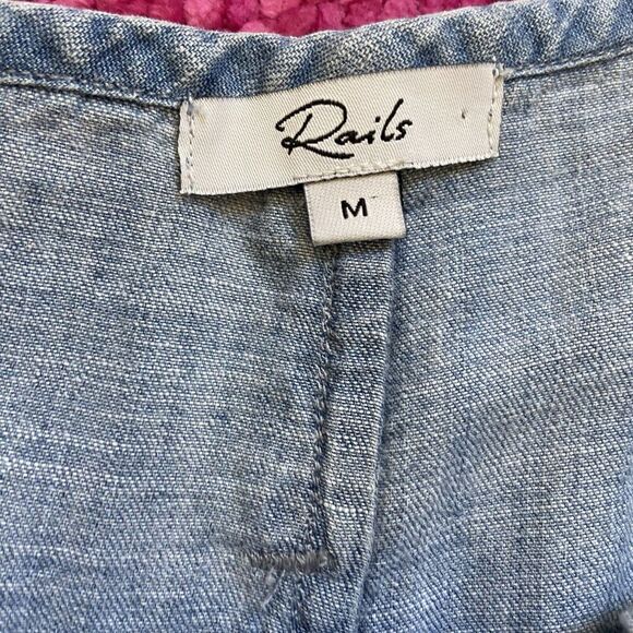 Rails Jess Linen Blend Chambray Wide Leg Pants Blue Size Medium - Picture 4 of 13